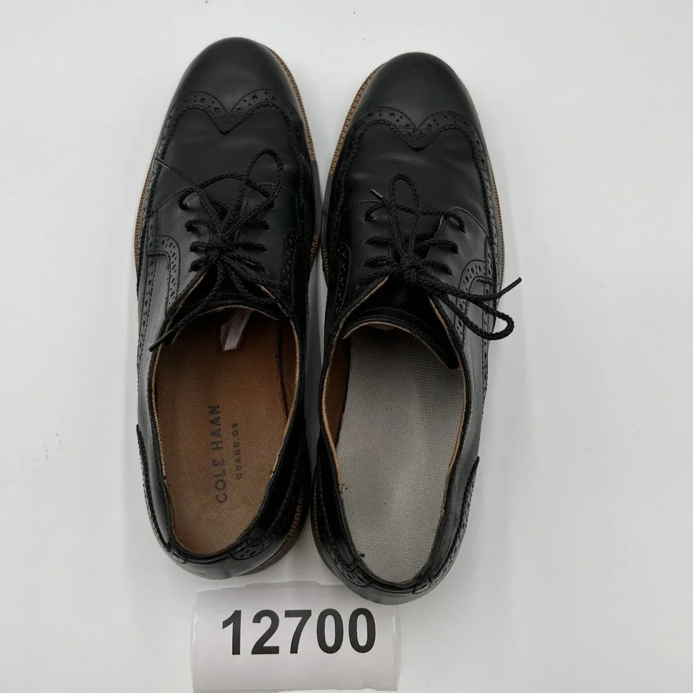 Cole Haan Wingtip Oxford Mens 9.5 Black Excellent Leather Brogue Dress Shoes